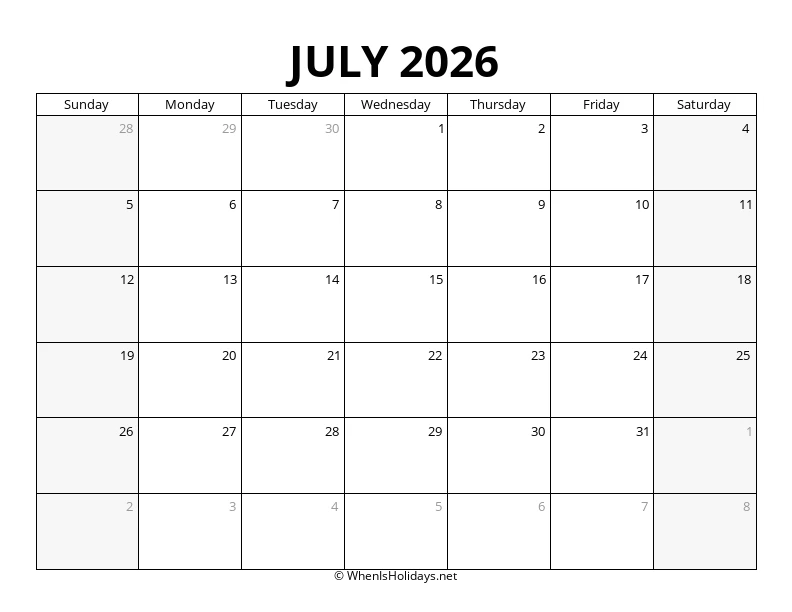July 2026 Landscape Calendar