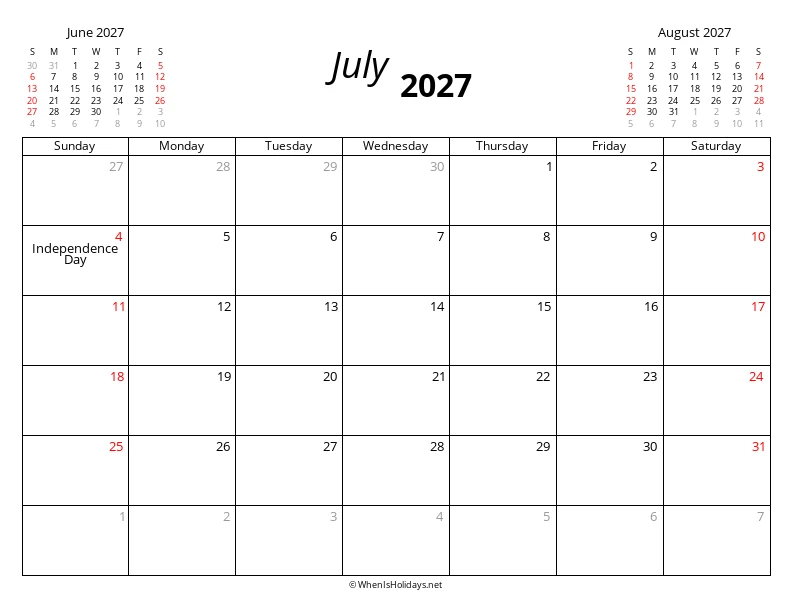 July 2027 Modern Calendar