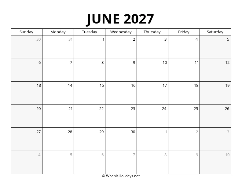 June 2027 Landscape Calendar