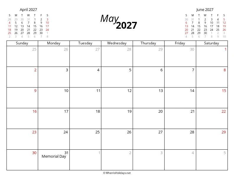 May 2027 Modern Calendar
