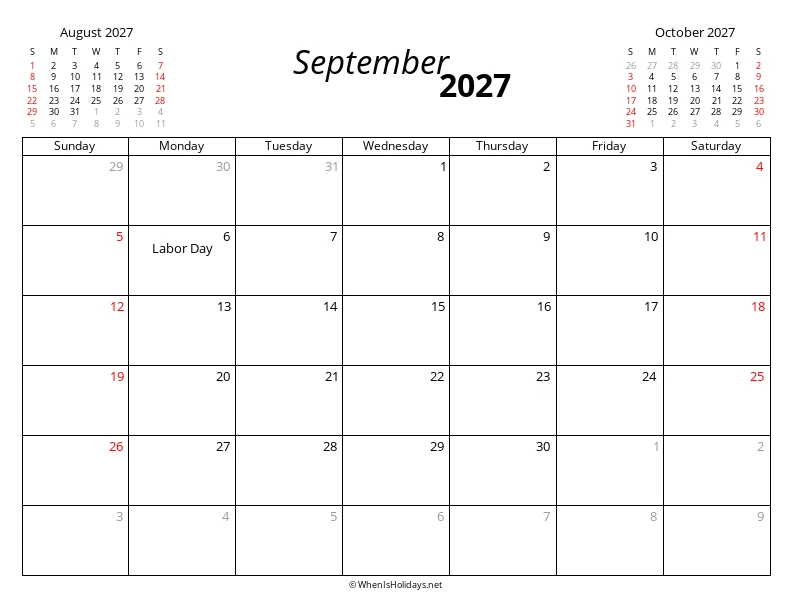 September 2027 Modern Calendar