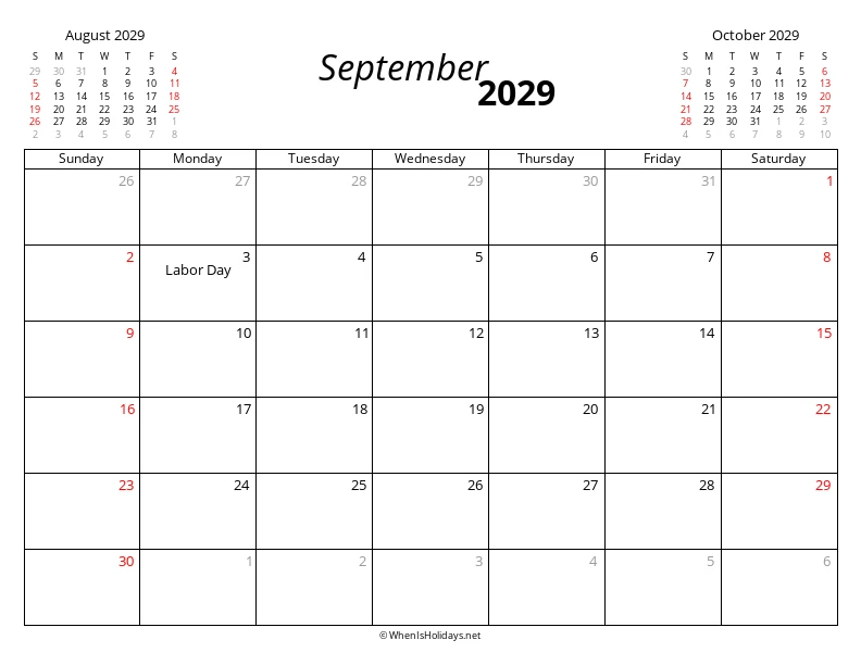 September 2029 Modern Calendar