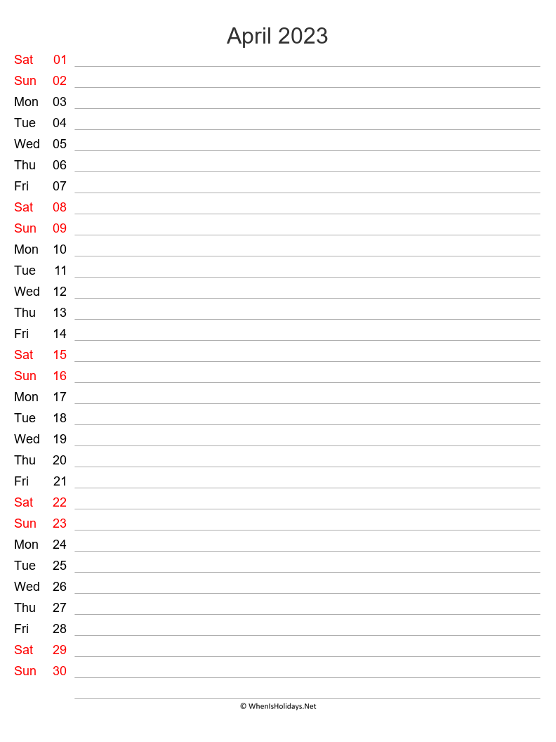 april 2023 schedule calendar