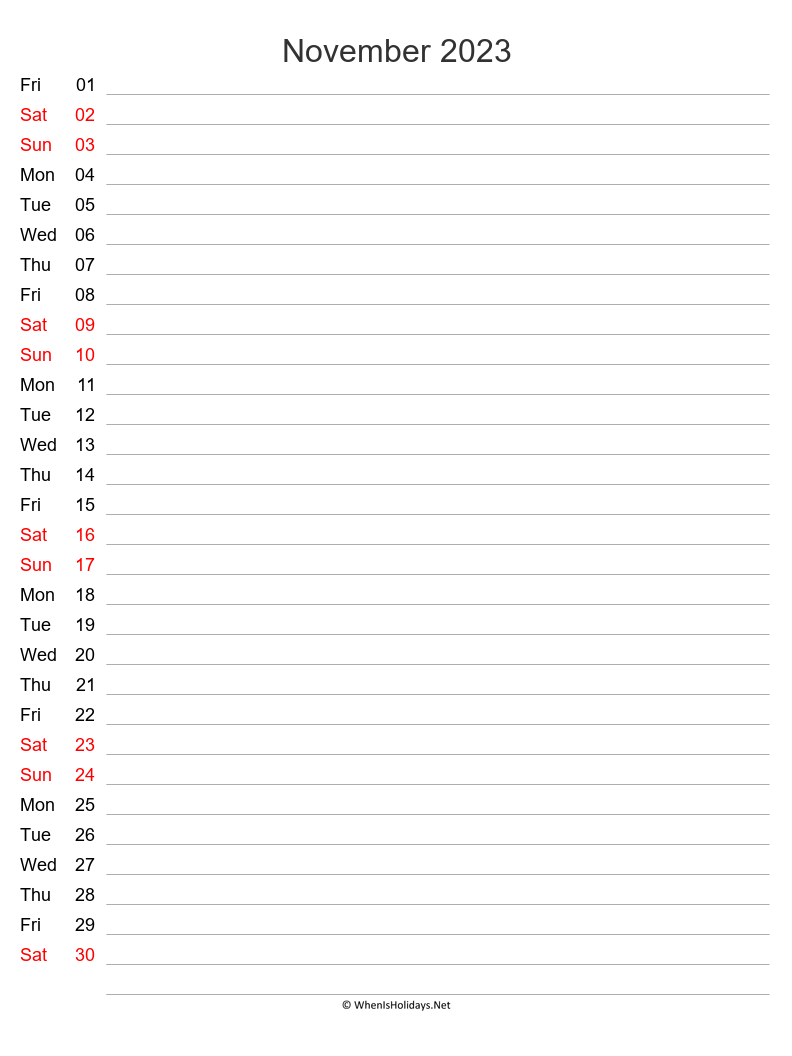 november 2024 schedule calendar