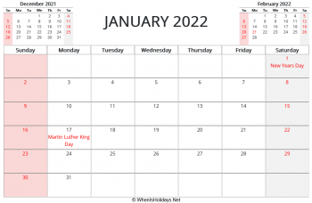 Free Printable Monthly Calendar 2022 With Holidays 2022 Calendar Printable | Whenisholidays.net