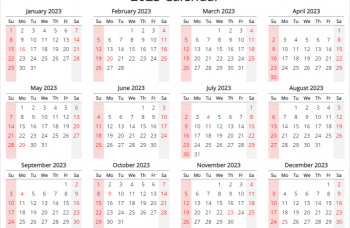 printable 2023 calendar with us holidays, landscape layout