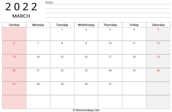 printable march 2022 calendar with us holidays and notes on top landscape layout printable-march-2022-calendar-with-us-holidays-and-notes-on-top-landscape-layout-thumb.png