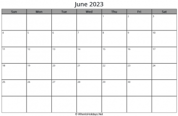june 2023 calendar with week start on sunday, landscape, letter paper