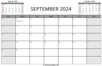 september 2024 printable calendar with us holidays and week start on sunday, landscape, letter paper